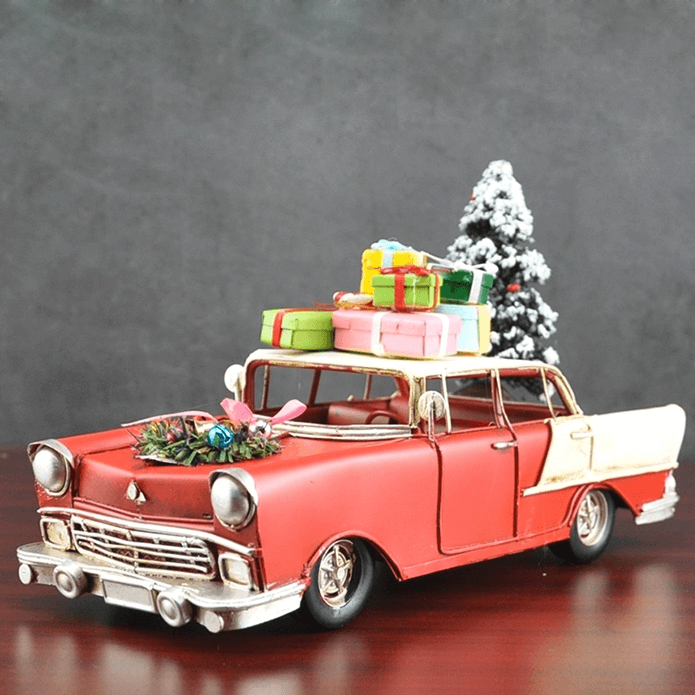 Car with Christmas Tree and Gifts Vintage Model