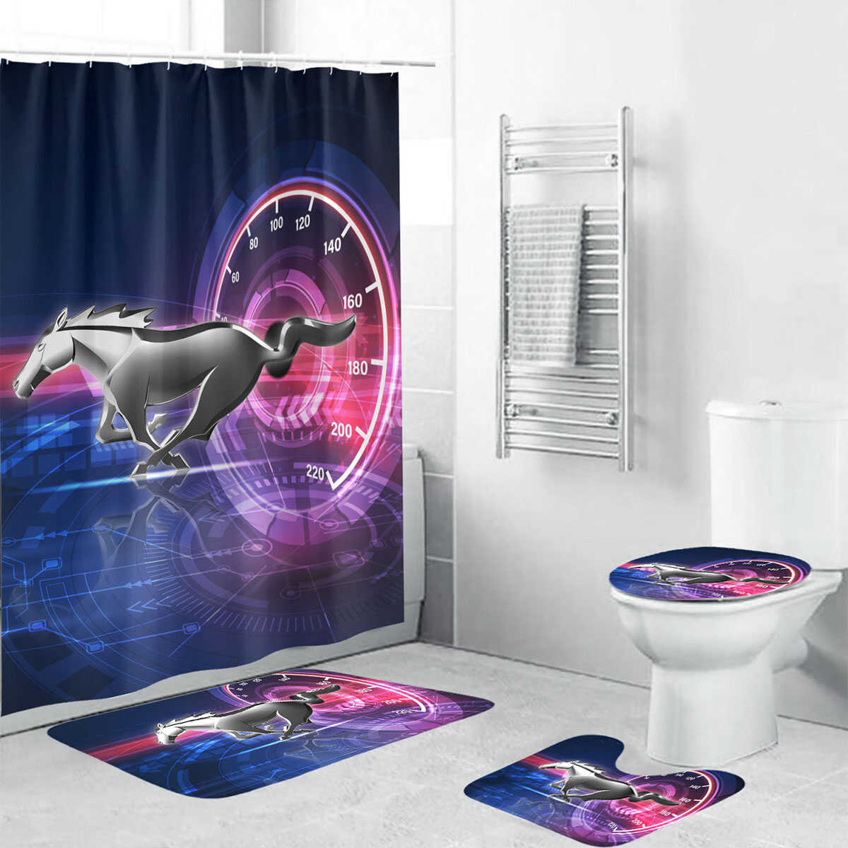 B.M.W Bathroom Mat Set and Shower Curtain - TrendySweety