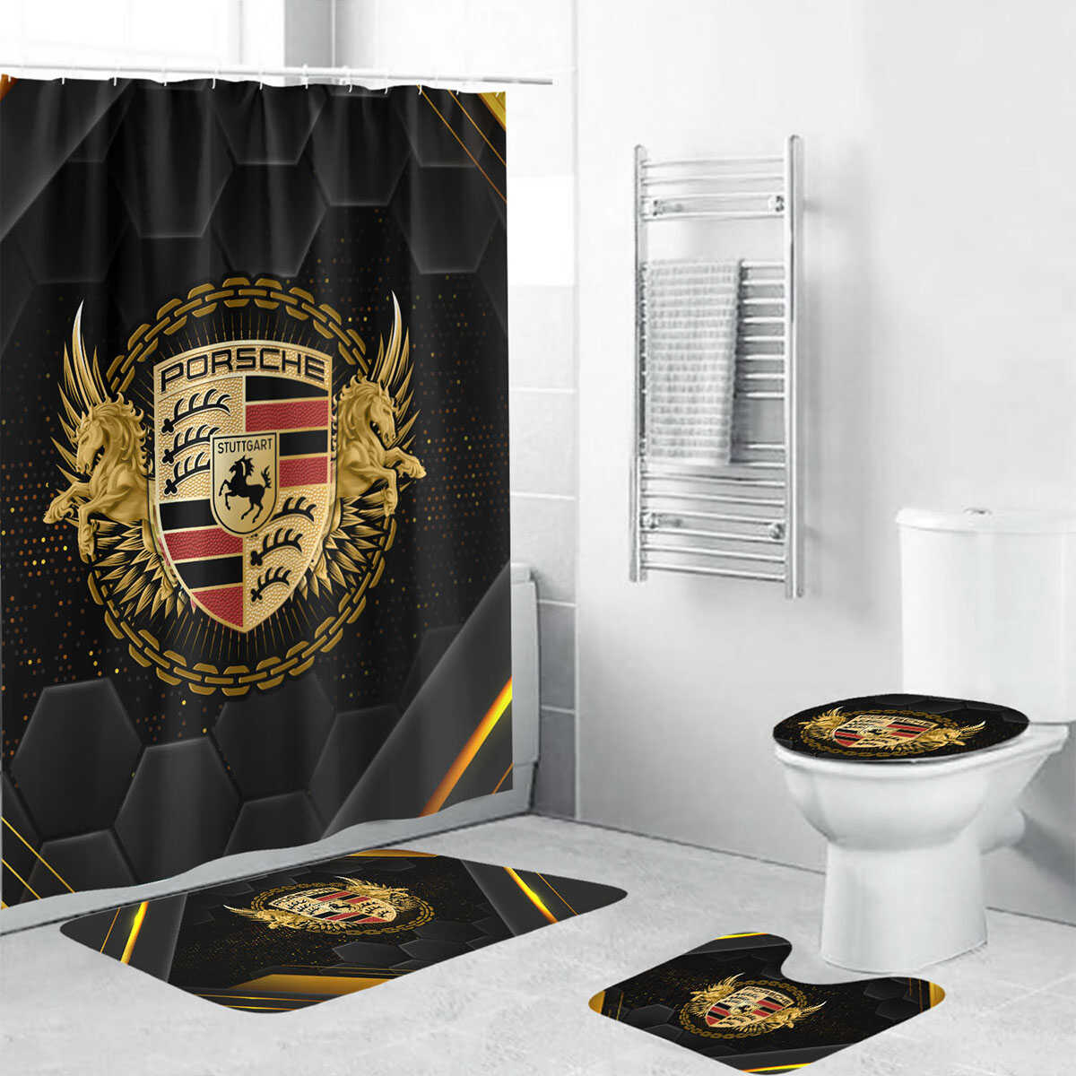 911 Bathroom Mat Set and Shower Curtain