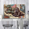 Godzilla vs Kong Playing Games Metal Art Print / Framed Canvas Wall Art