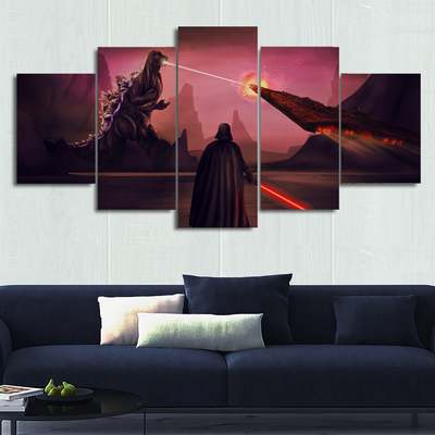 Godzilla vs Darth Vader Canvas Wall Art