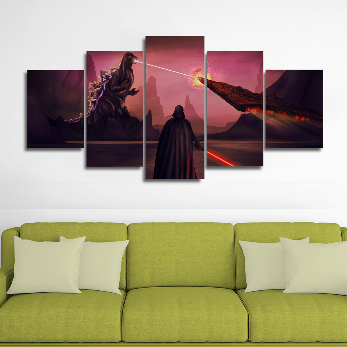Godzilla vs Darth Vader Canvas Wall Art