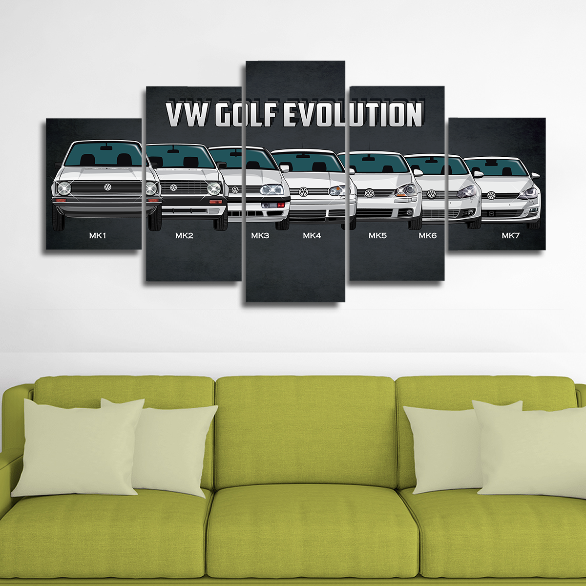 VW Golf Evolution Canvas Wall Art