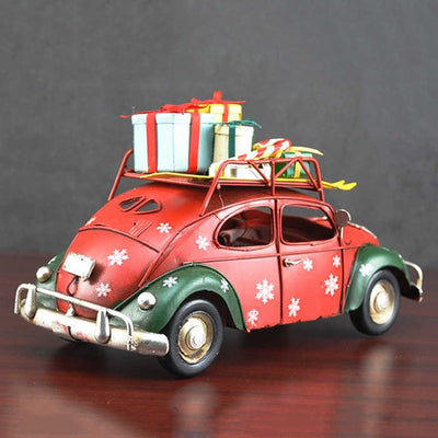 Vintage Christmas Metal Craft Car With Gifts