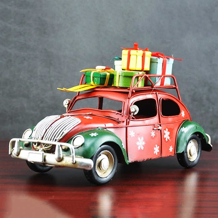 Vintage Christmas Metal Craft Car With Gifts
