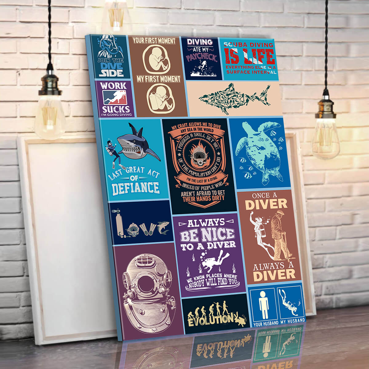 Diver & Ocean Canvas Wall Art