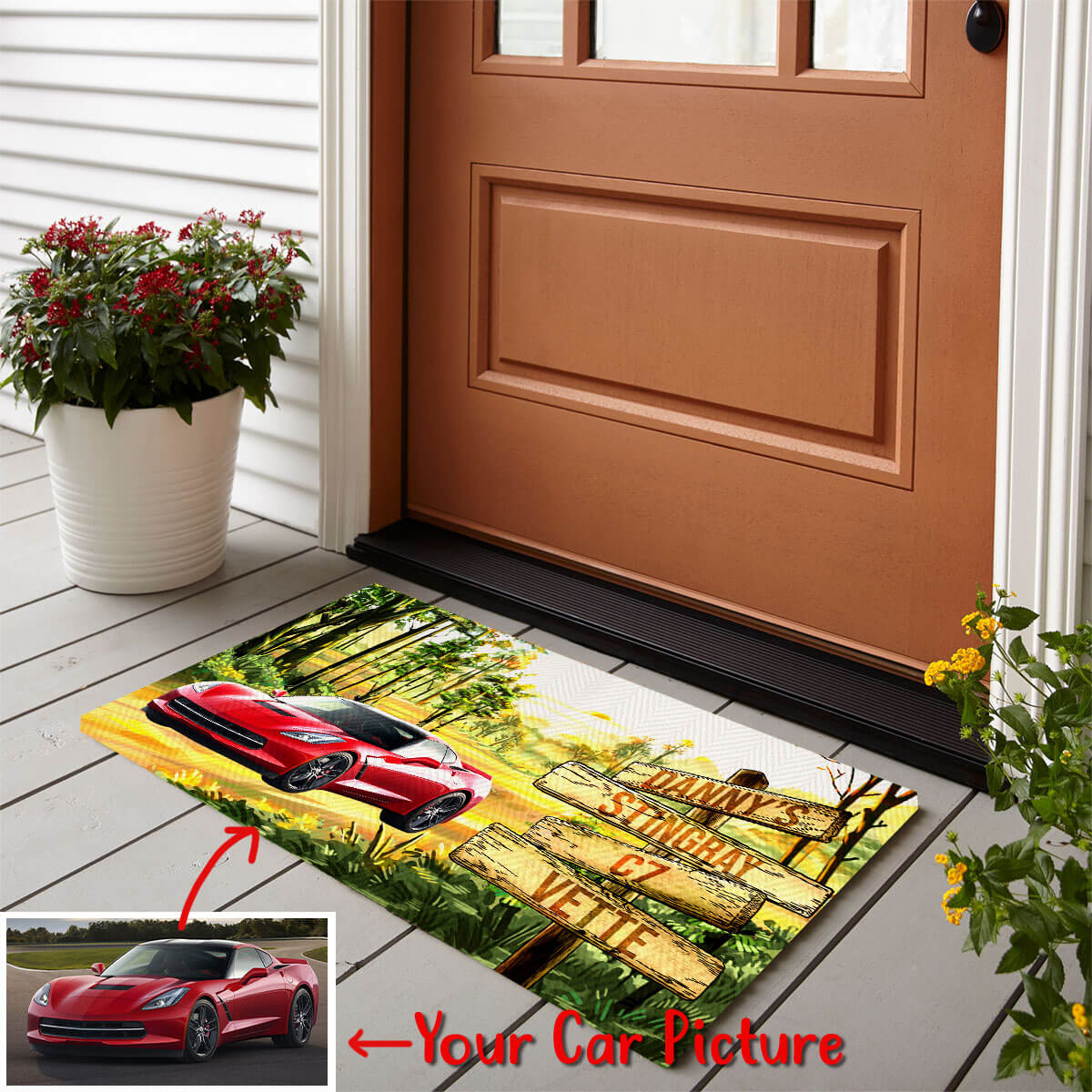 Personalized Car In The Woods Art Area Doormat