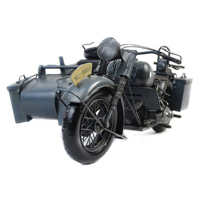 Vintage Military Metal Craft Motorbike Model With Three Wheels V.2