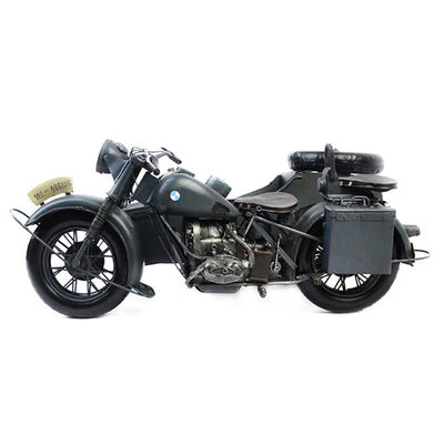 Vintage Military Metal Craft Motorbike Model With Three Wheels V.2