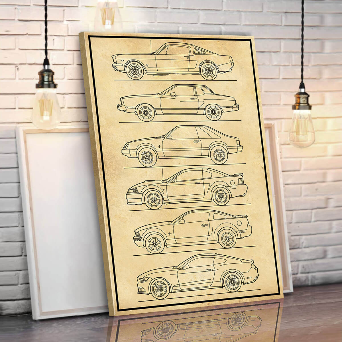 Mustang Silhouette Canvas Wall Art