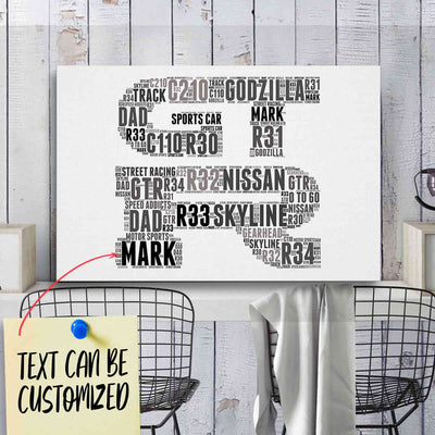 Personalized Skyline/GTR Dad Typography Word Art