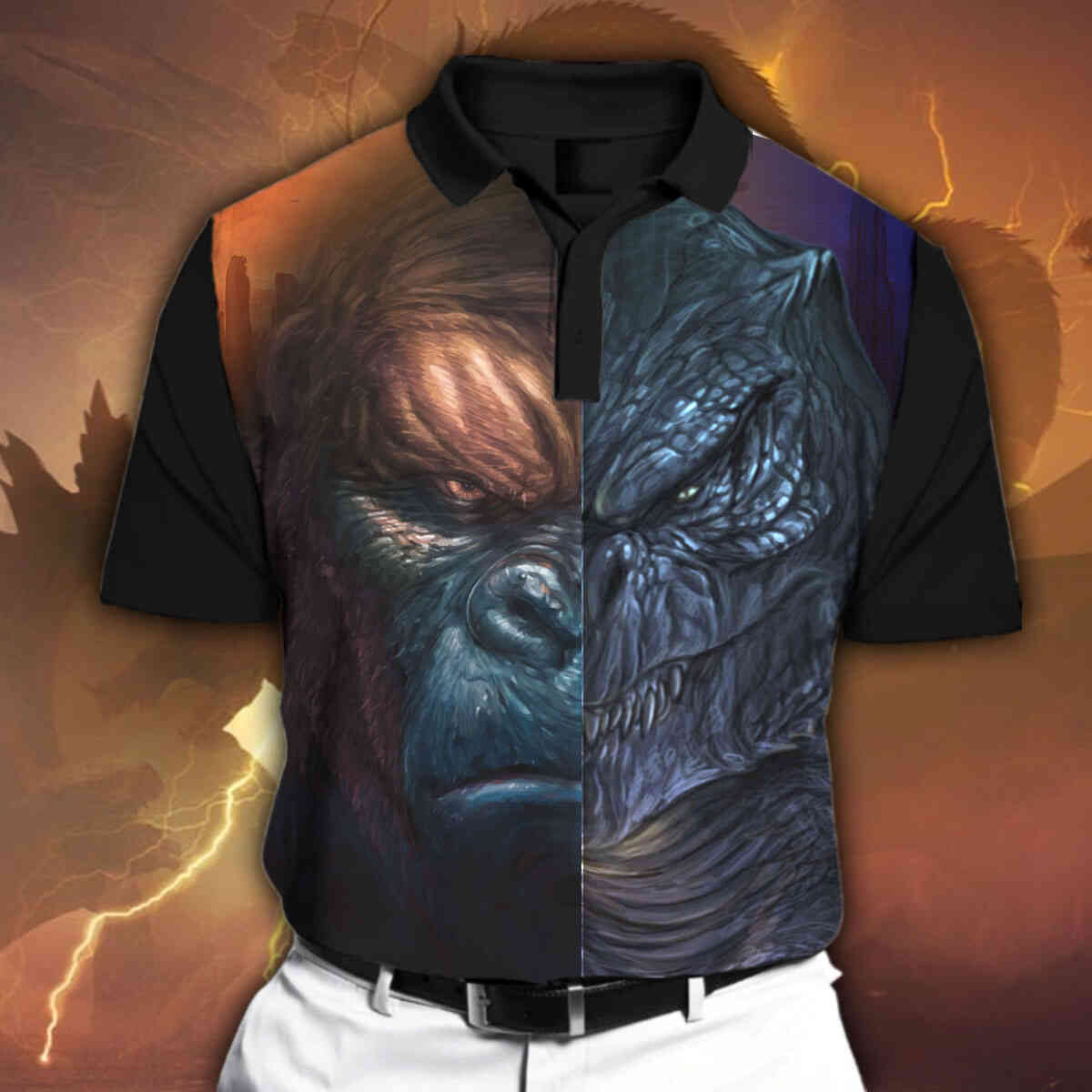 Godzilla vs King Kong Short Sleeve Polo T-Shirt