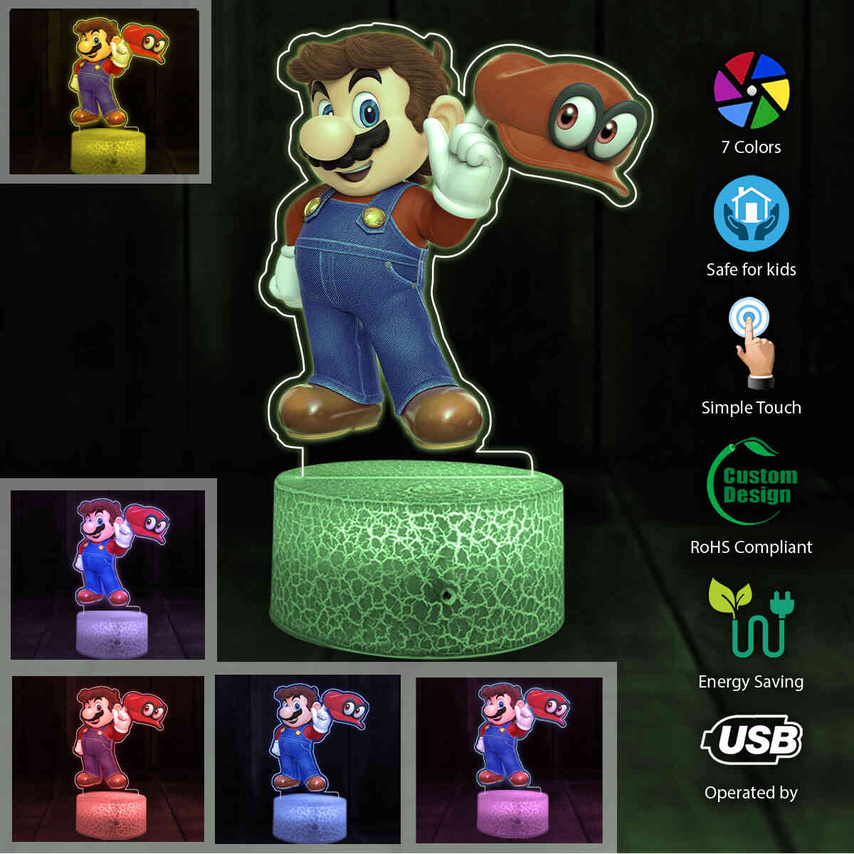Mario Led Acrylic Art Night Lamp