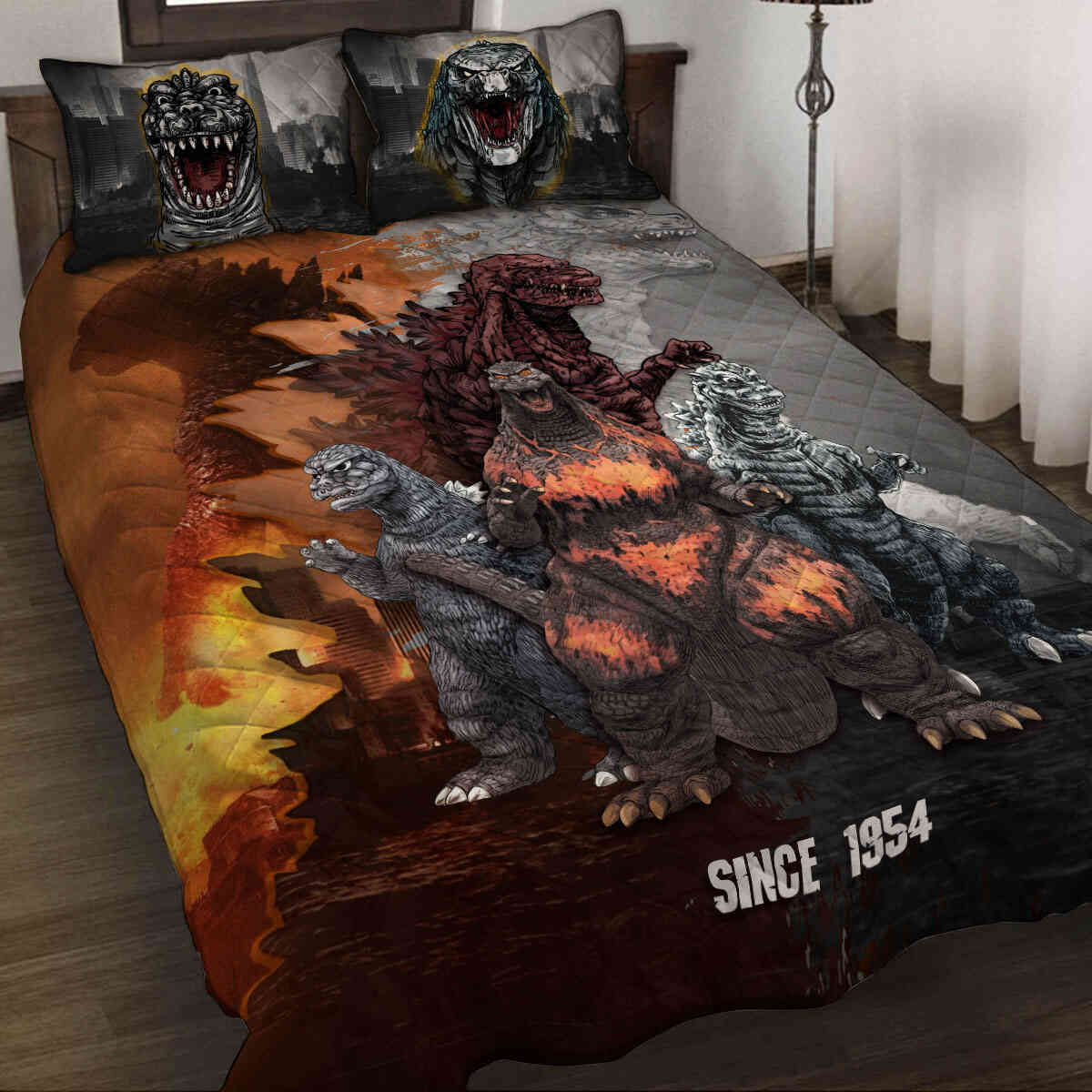 Sensational Godzilla Art Quilt Bedding Set