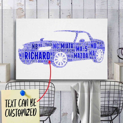 Personalized Miata Racing Fan Typography Word Art
