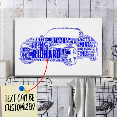 Personalized Miata Racing Fan Typography Word Art