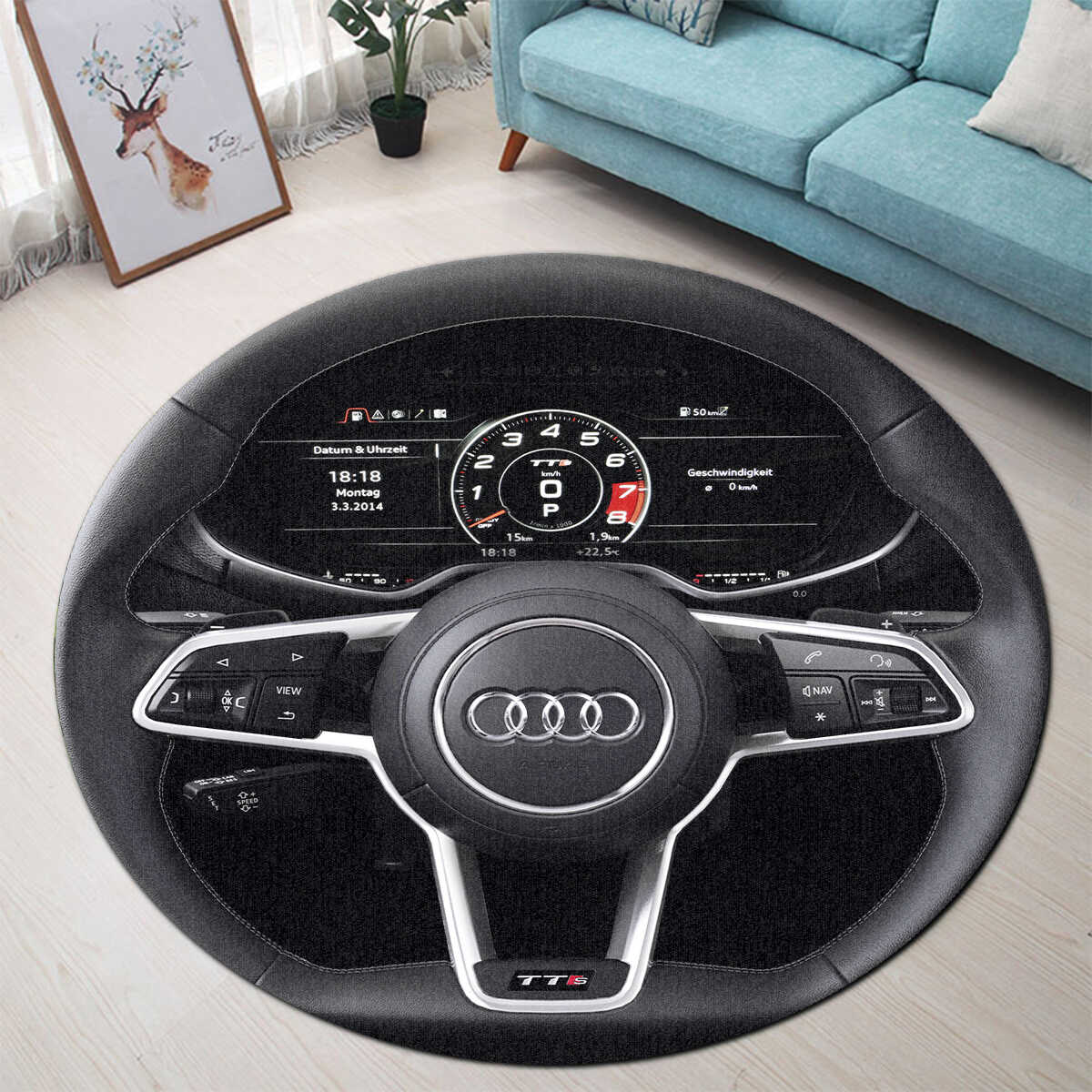 Audi Steering Wheel Collection Round Rug - TrendySweety