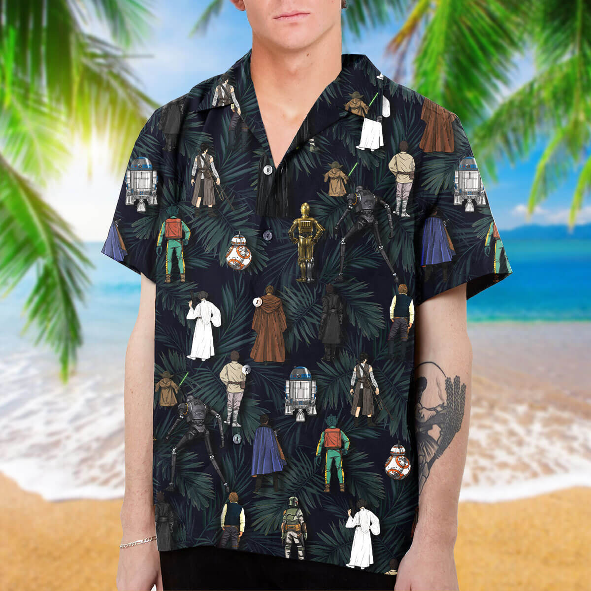 S.W Characters Collection Art Hawaiian Shirt and Beach Short