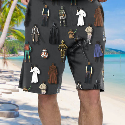 S.W Characters Collection Art Hawaiian Shirt and Beach Short