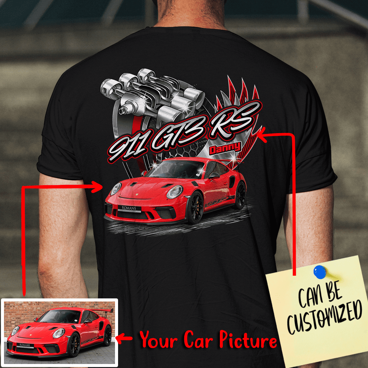 Customized Flat-Six Engine Car Racing Art T-shirt