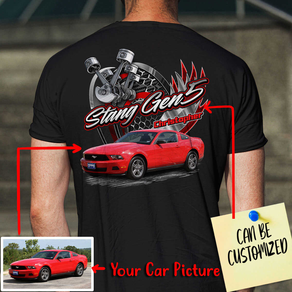Customized V6 Engine Car Racing Art T-shirt