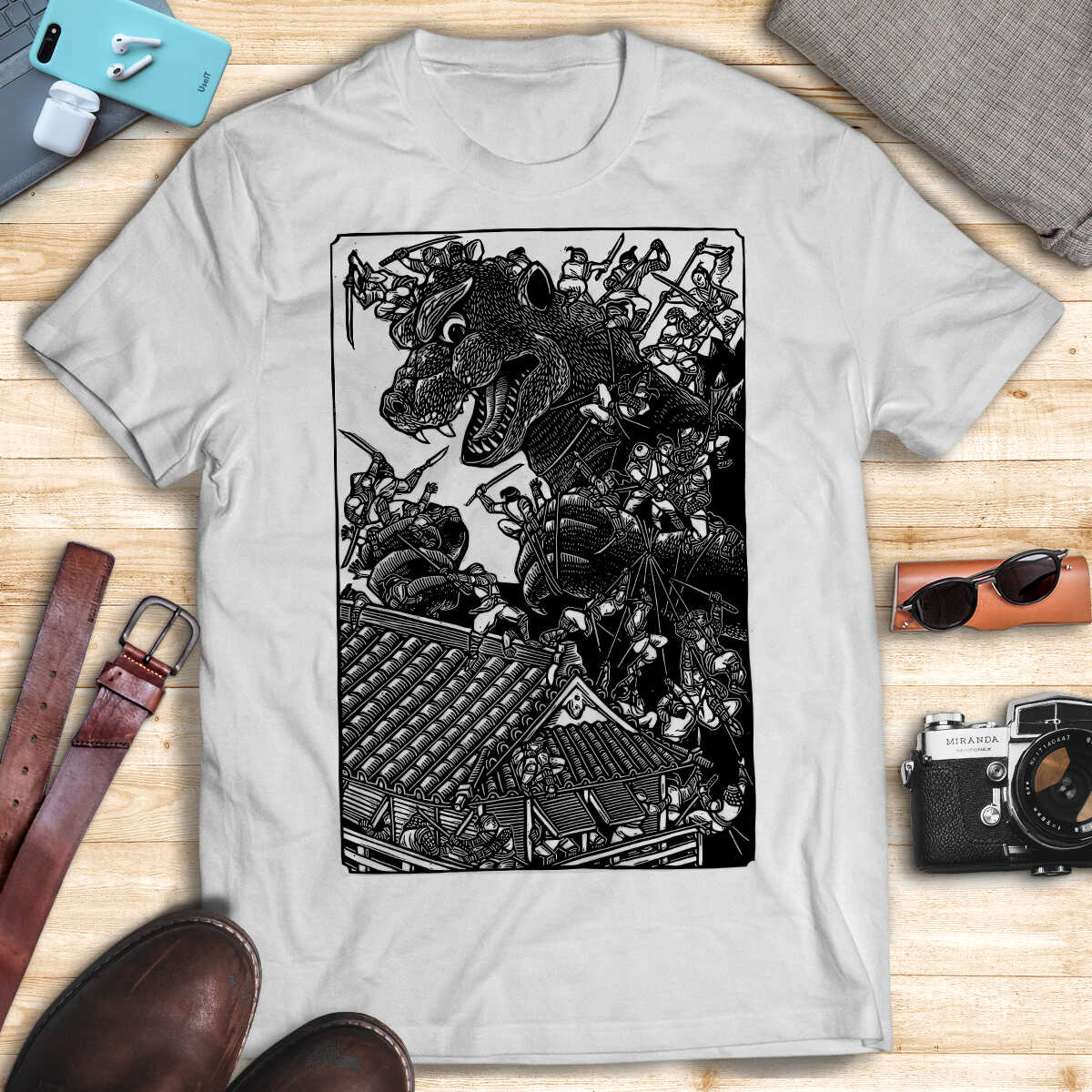 Godzilla Vintage T-shirt V.11 - GODZILLA VS NINJAS