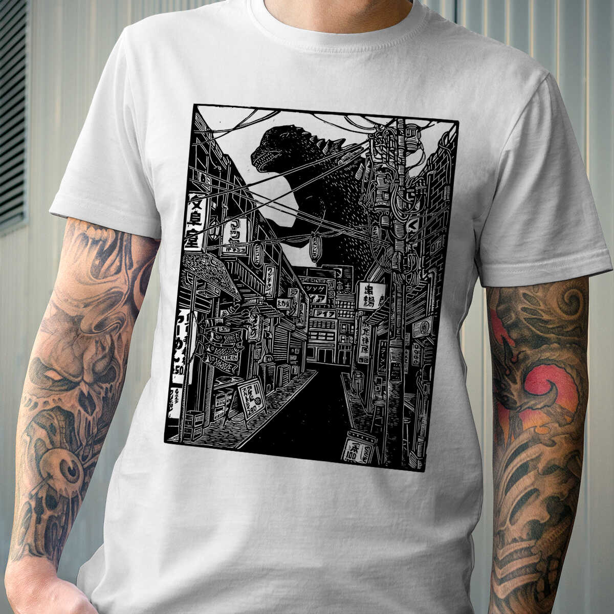 Godzilla Vintage T-shirt V.3 - Godzilla In The Village