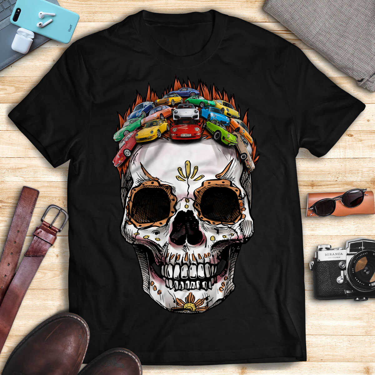 911 Collection Stylized Skull Halloween Art T-shirt V2