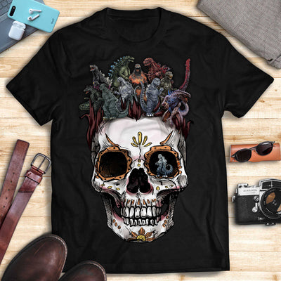 Godzilla Collection Stylized Skull Halloween Art T-shirt