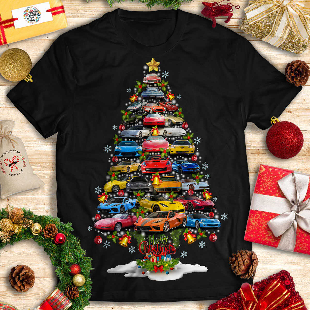 Vette Christmas T-shirt - Christmas Tree From All Vettes