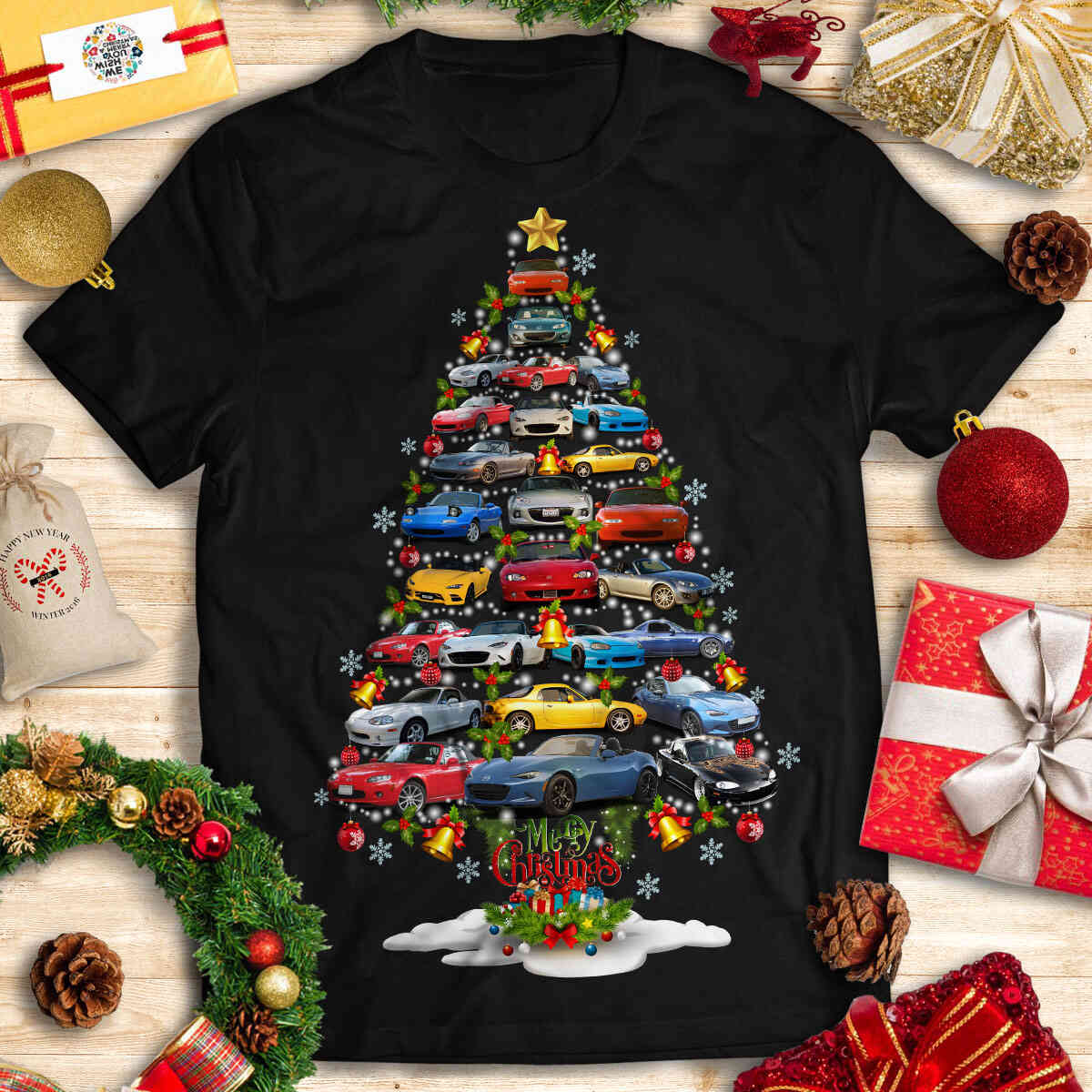 Miata Christmas T-shirt - Christmas Tree From All Miatas